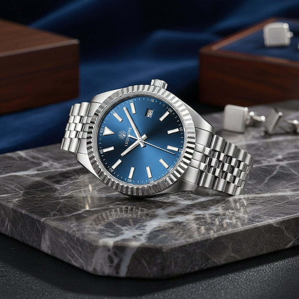 Lusivore DateClassic silver (blue metallic dial)