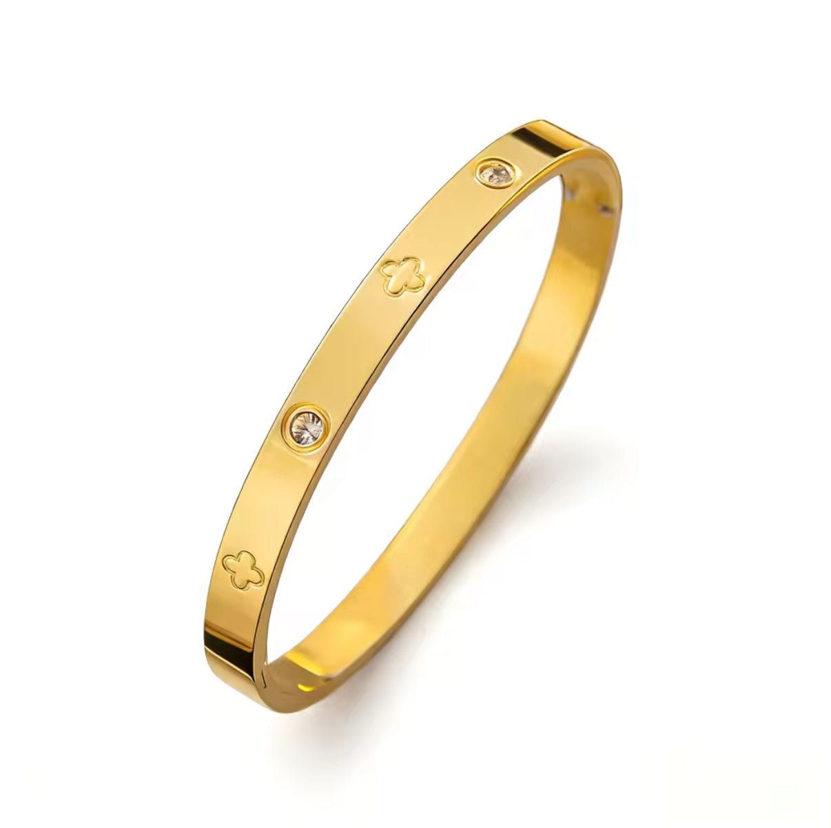 Lusivore Clover Crystal Bangle – Gold