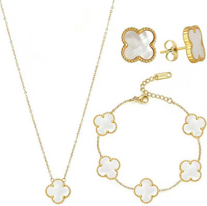 Lusivore Flora Jewelry Set – Gold White