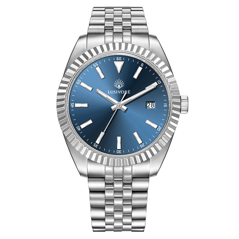 Lusivore DateClassic silver (blue metallic dial)