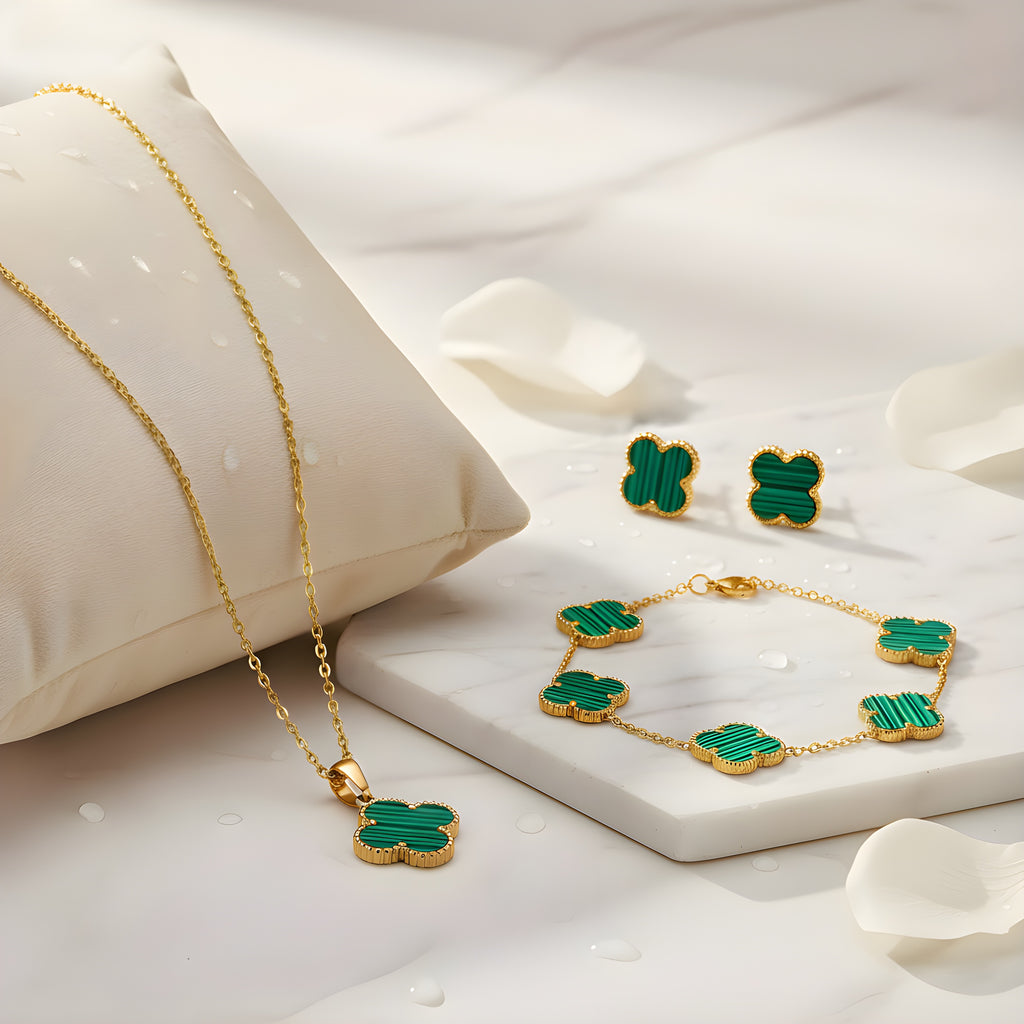 Lusivore Flora Jewelry Set – Gold Green