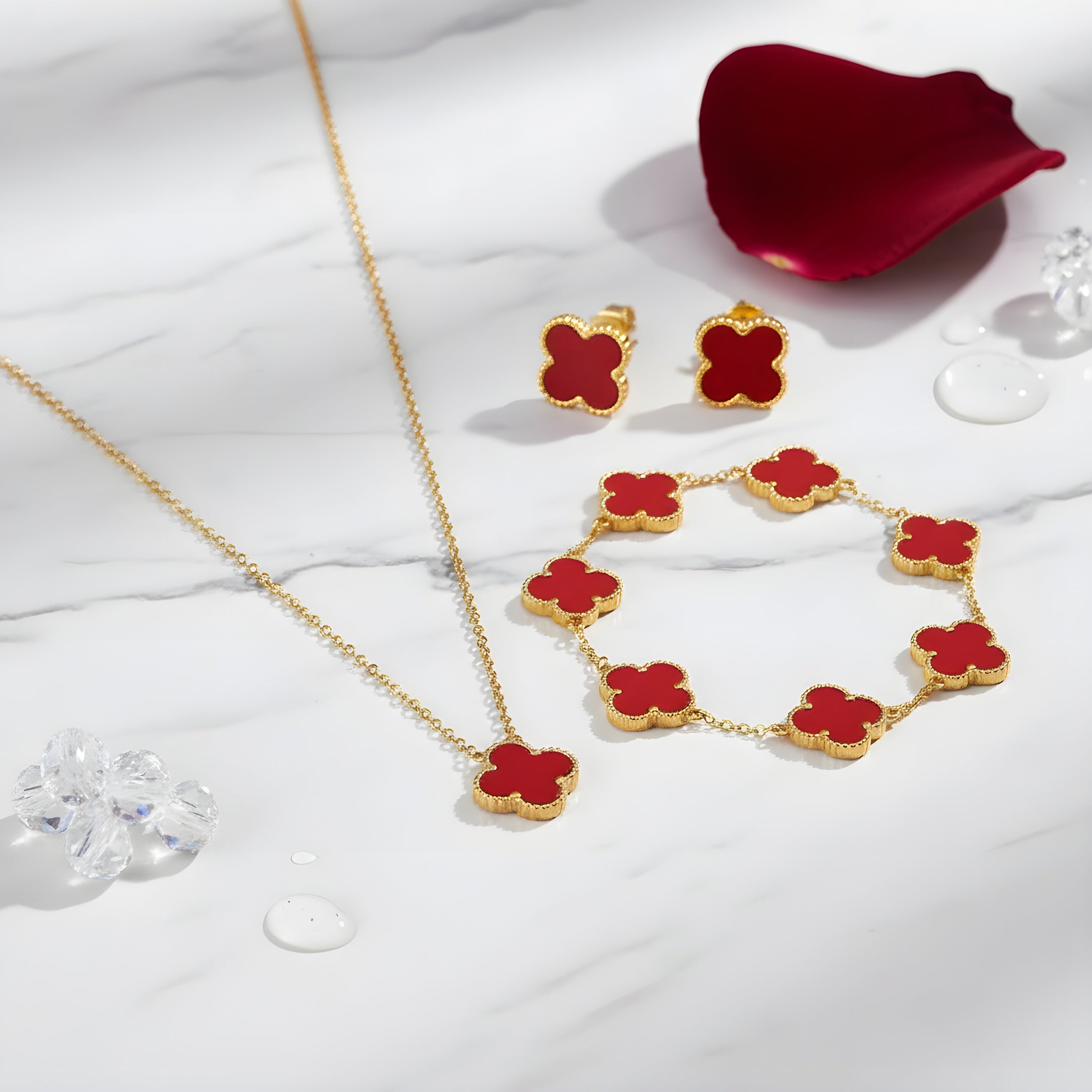 Lusivore Flora Jewelry Set – Gold Red