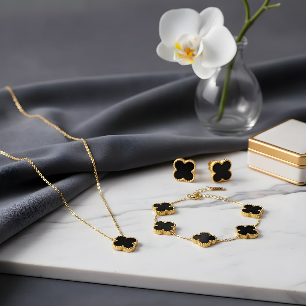 Lusivore Flora Jewelry Set – Gold Black